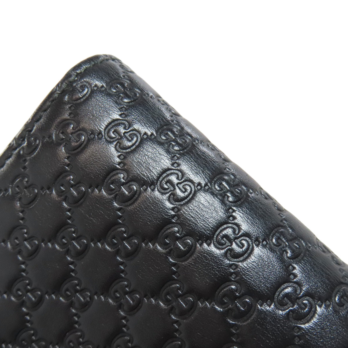 GUCCI Long Wallet Purse 449396 leather black Outlet GG Signature Micro Shima mens Used