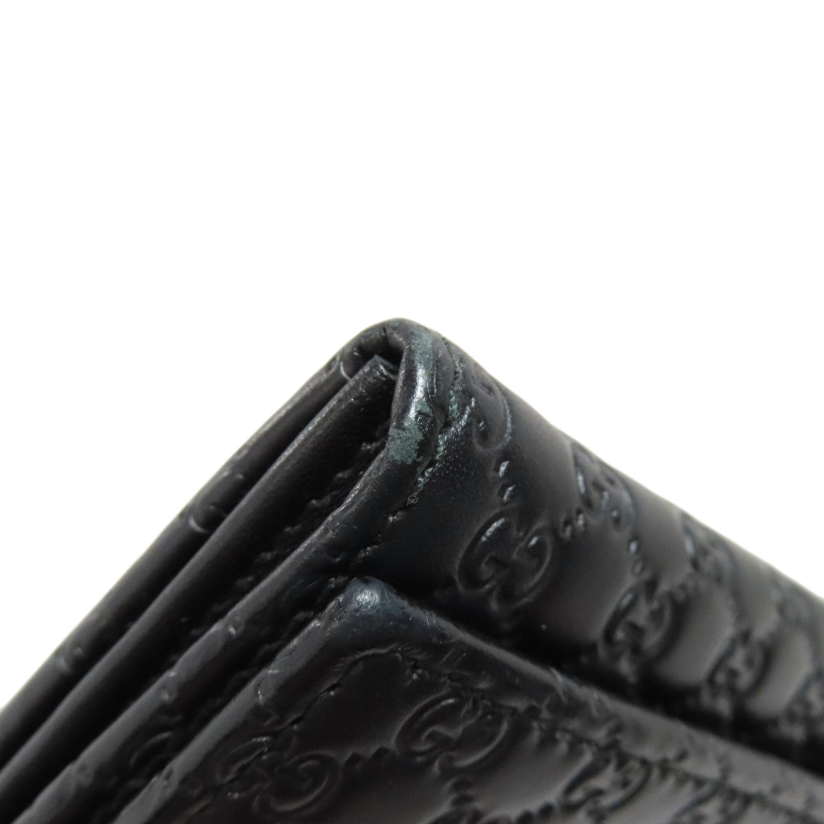 GUCCI Long Wallet Purse 449396 leather black Outlet GG Signature Micro Shima mens Used