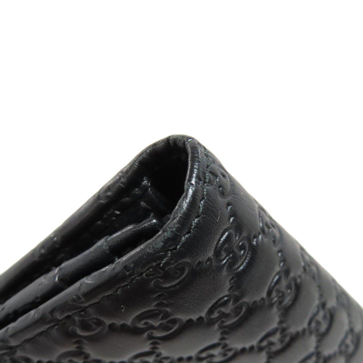 GUCCI Long Wallet Purse 449396 leather black Outlet GG Signature Micro Shima mens Used