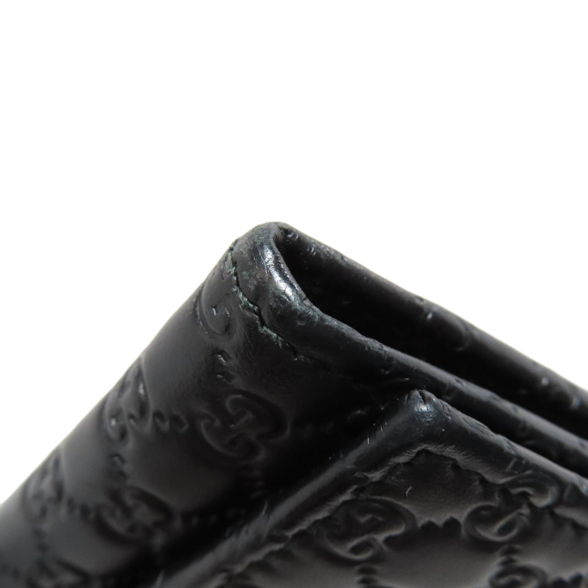 GUCCI Long Wallet Purse 449396 leather black Outlet GG Signature Micro Shima mens Used