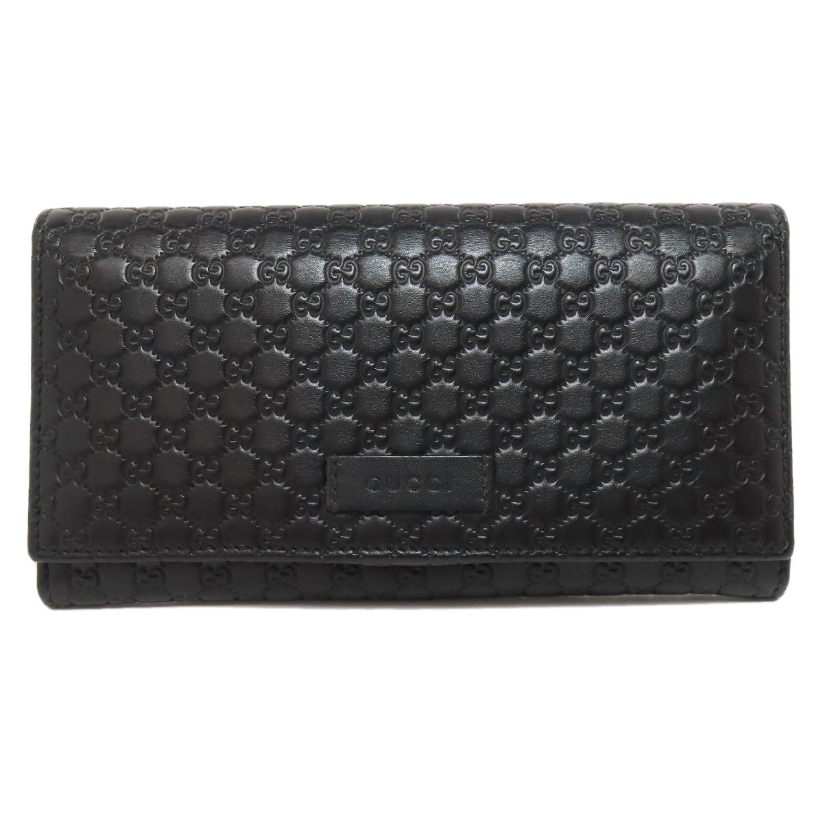 GUCCI Long Wallet Purse 449396 leather black Outlet GG Signature Micro Shima mens Used