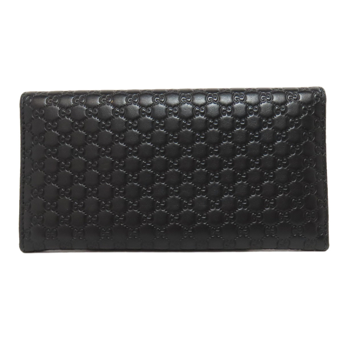GUCCI Long Wallet Purse 449396 leather black Outlet GG Signature Micro Shima mens Used