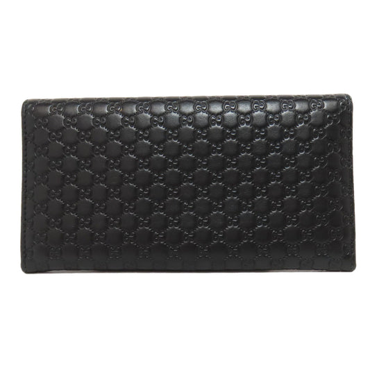 GUCCI Long Wallet Purse 449396 leather black Outlet GG Signature Micro Shima mens Used