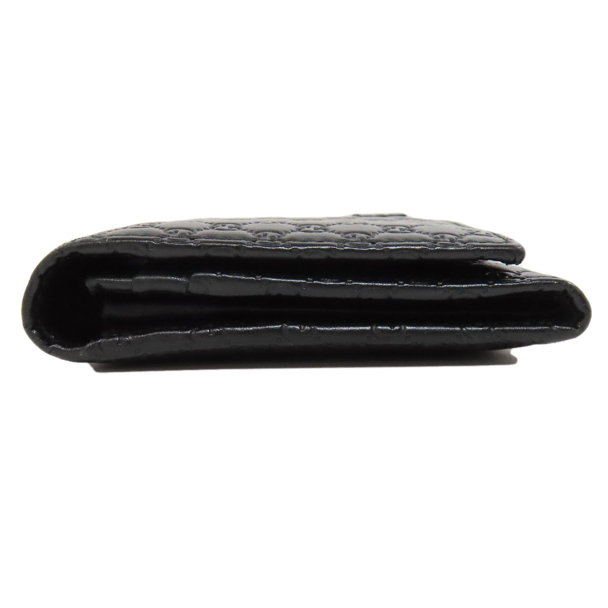 GUCCI Long Wallet Purse 449396 leather black Outlet GG Signature Micro Shima mens Used