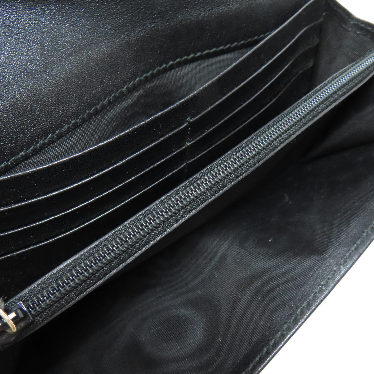 GUCCI Long Wallet Purse 449396 leather black Outlet GG Signature Micro Shima mens Used