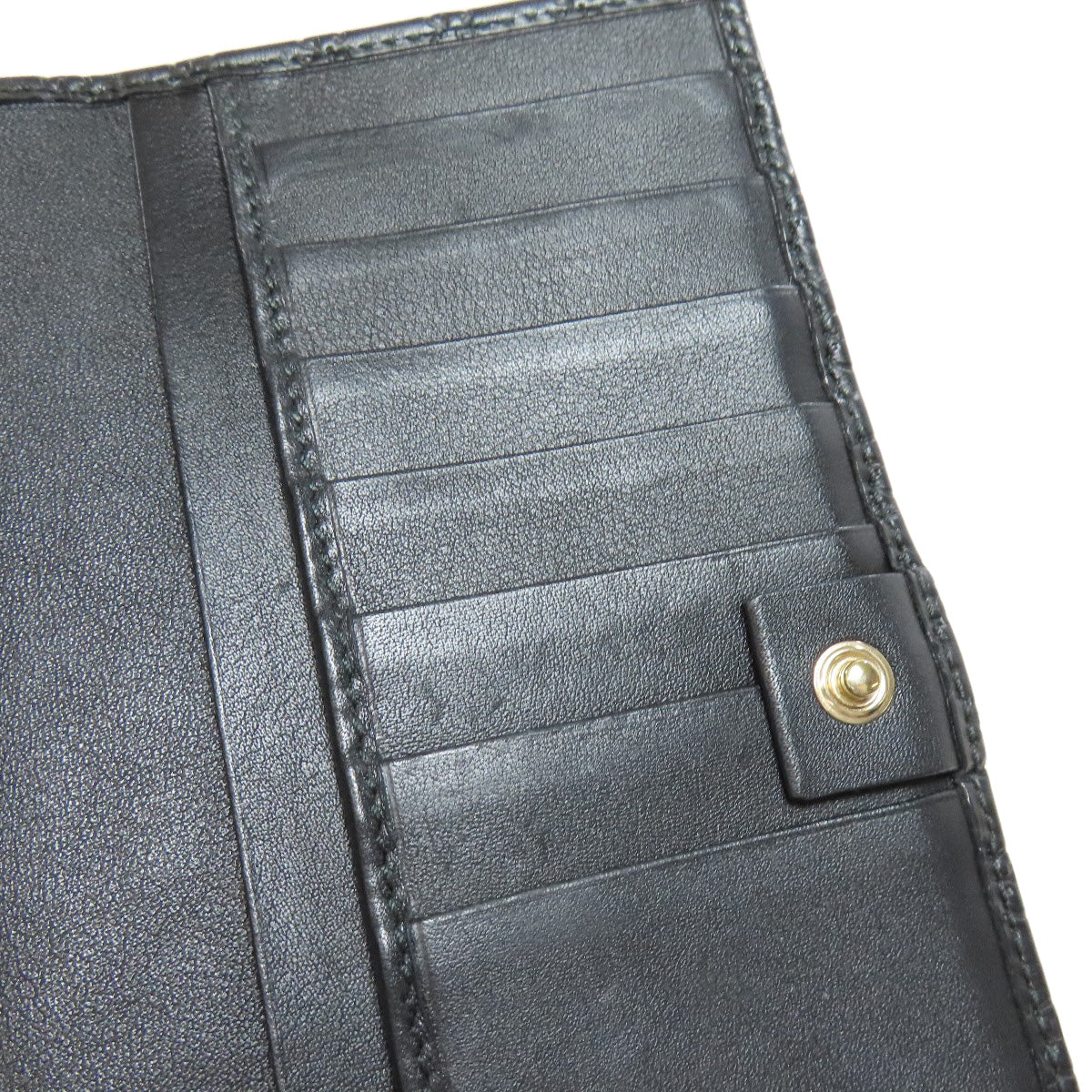 GUCCI Long Wallet Purse 449396 leather black Outlet GG Signature Micro Shima mens Used