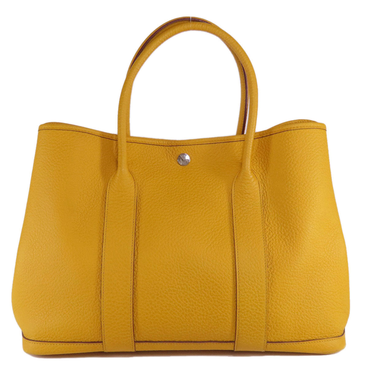 HERMES Tote Bag Country yellow Garden Party PM Jaune Ambre SilverMetal Women Used