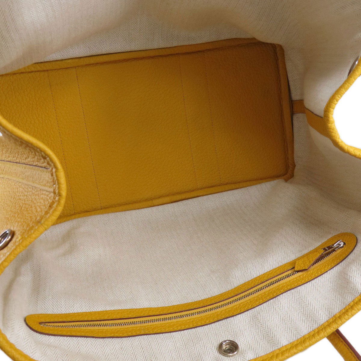 HERMES Tote Bag Country yellow Garden Party PM Jaune Ambre SilverMetal Women Used