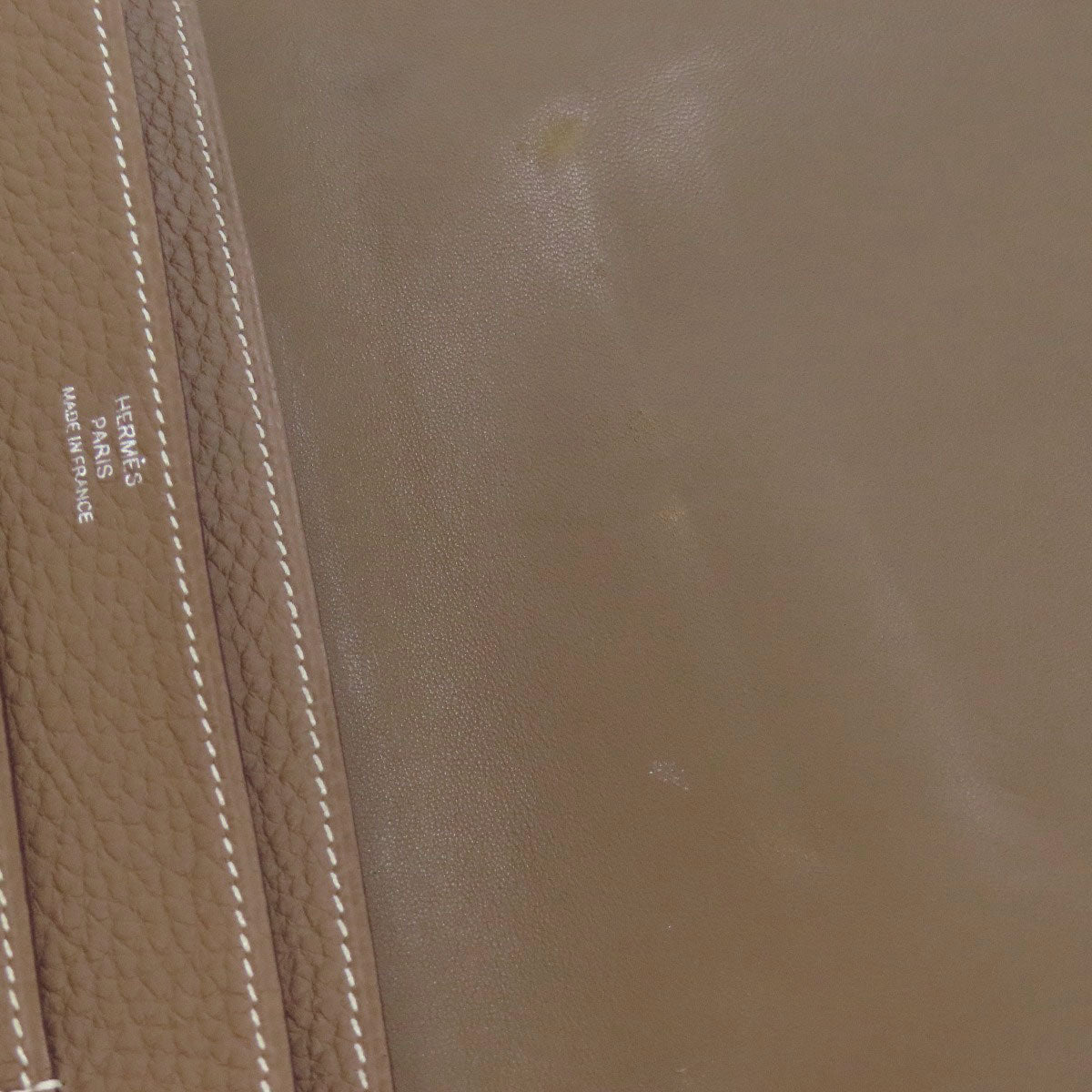 HERMES Long Wallet Purse Togo beige Dogon GM Etop Silver Metal