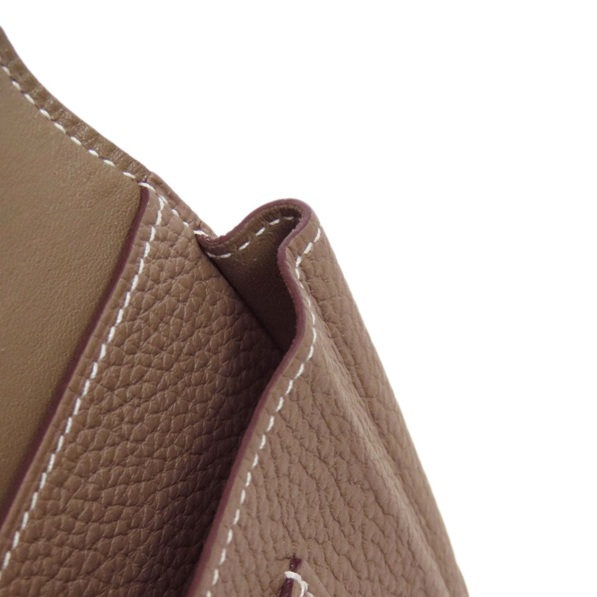 HERMES Long Wallet Purse Togo beige Dogon GM Etop Silver Metal