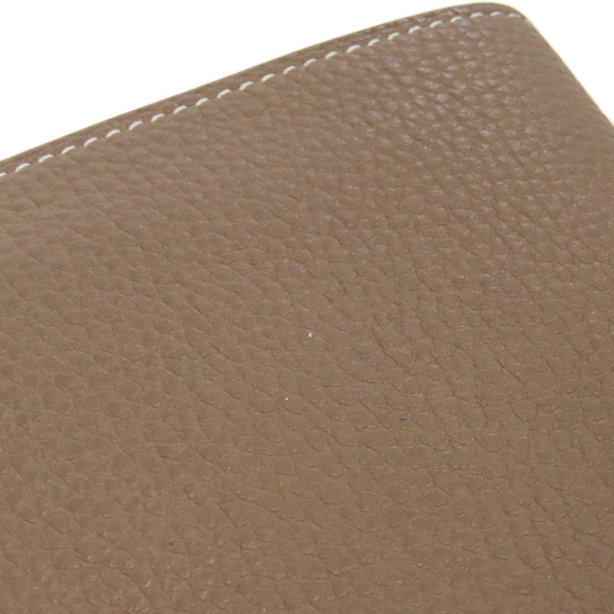 HERMES Long Wallet Purse Togo beige Dogon GM Etop Silver Metal