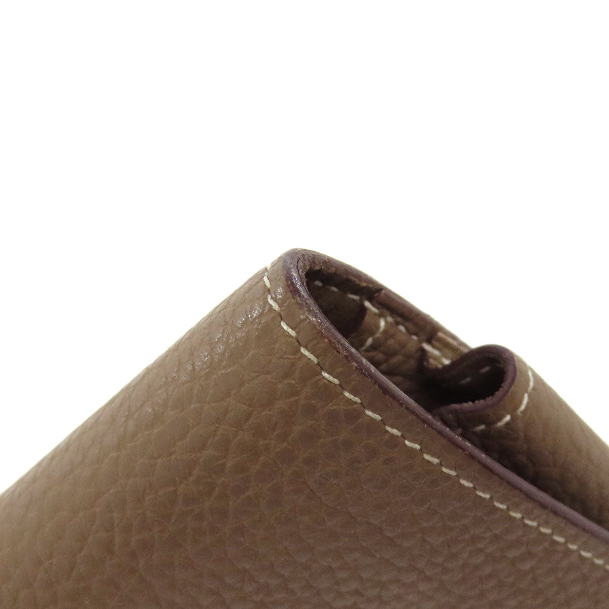HERMES Long Wallet Purse Togo beige Dogon GM Etop Silver Metal