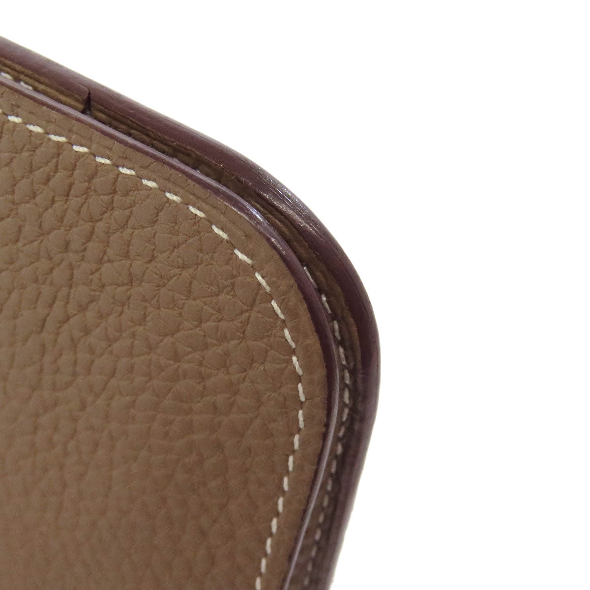 HERMES Long Wallet Purse Togo beige Dogon GM Etop Silver Metal