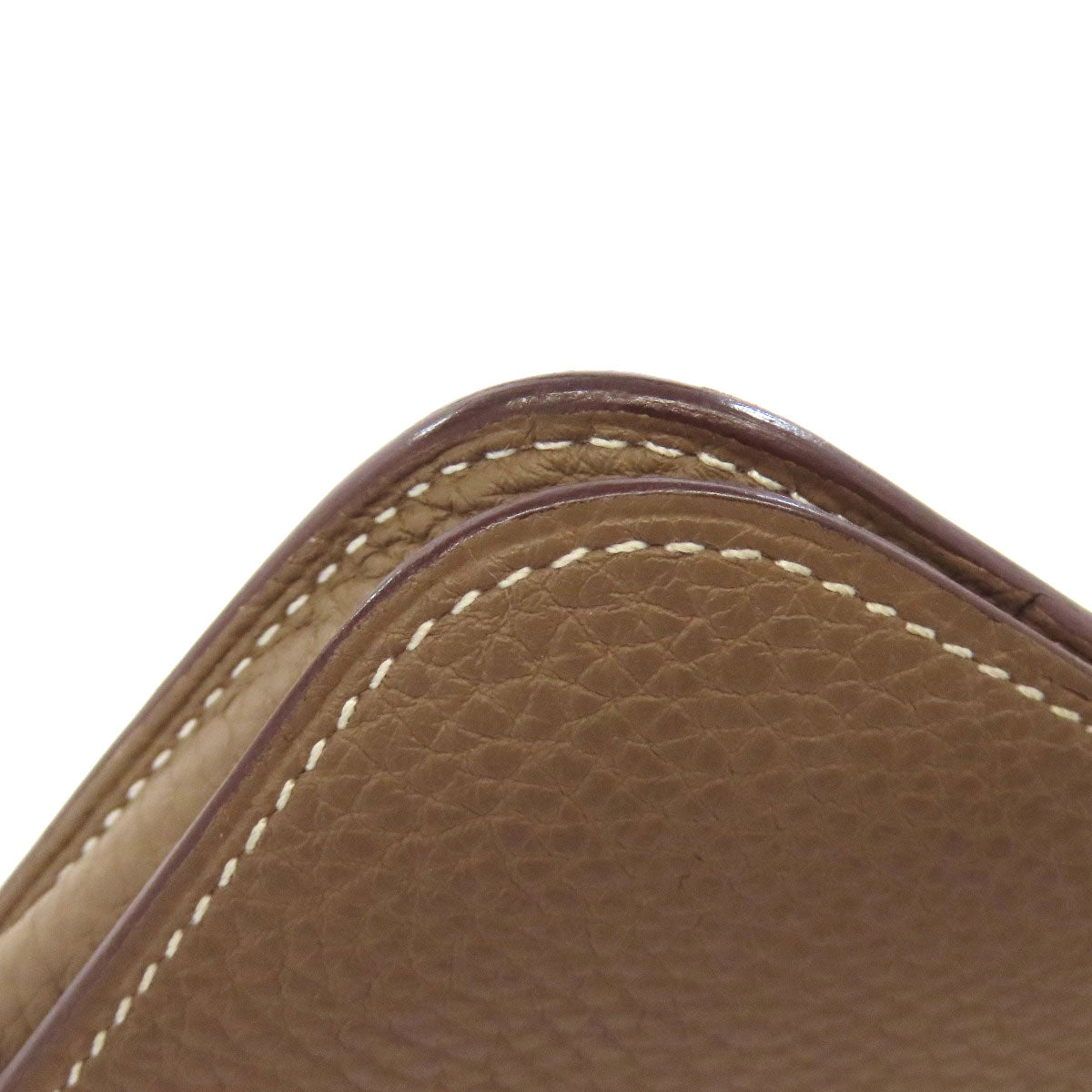 HERMES Long Wallet Purse Togo beige Dogon GM Etop Silver Metal
