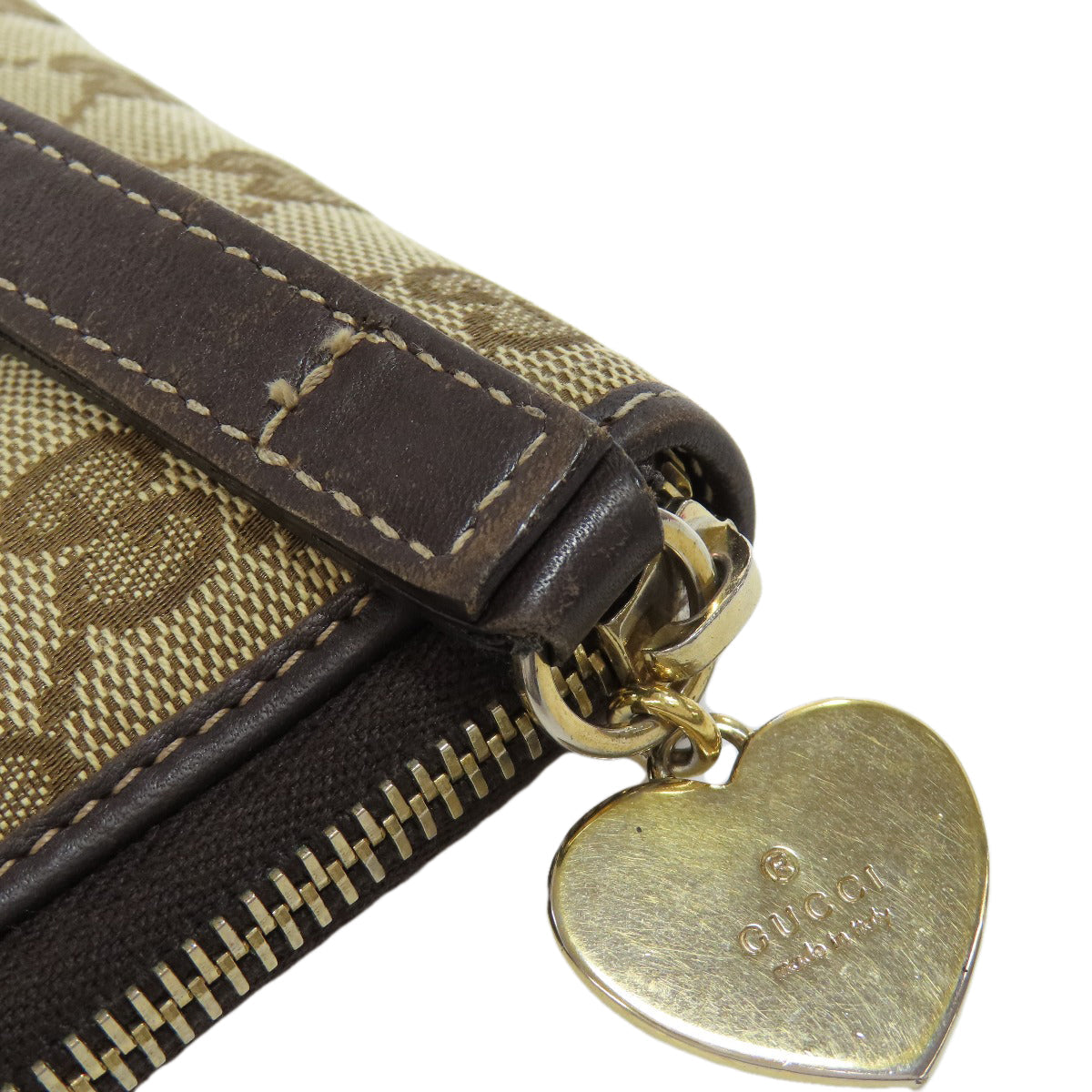 GUCCI Long Wallet Purse 245914 canvas Brown Zip Around GG Women Used