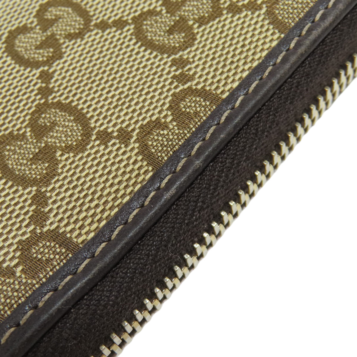 GUCCI Long Wallet Purse 245914 canvas Brown Zip Around GG Women Used