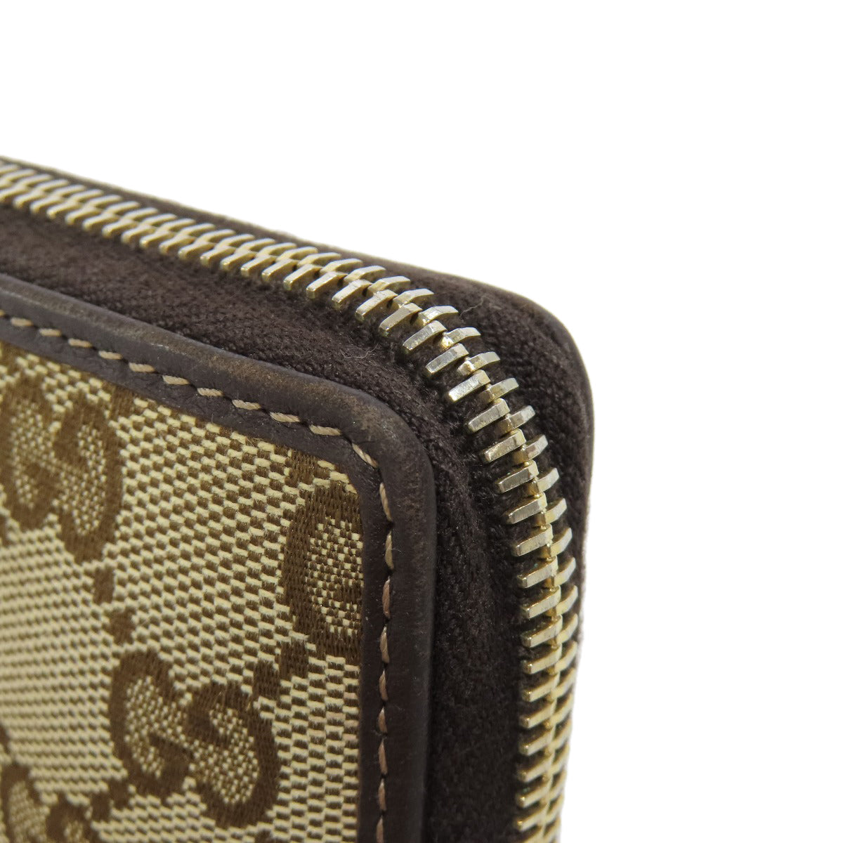 GUCCI Long Wallet Purse 245914 canvas Brown Zip Around GG Women Used
