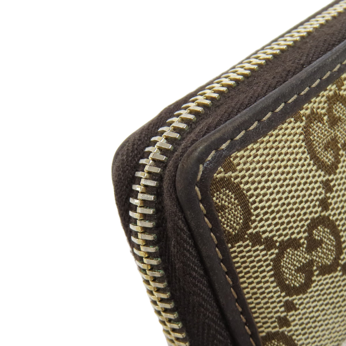 GUCCI Long Wallet Purse 245914 canvas Brown Zip Around GG Women Used