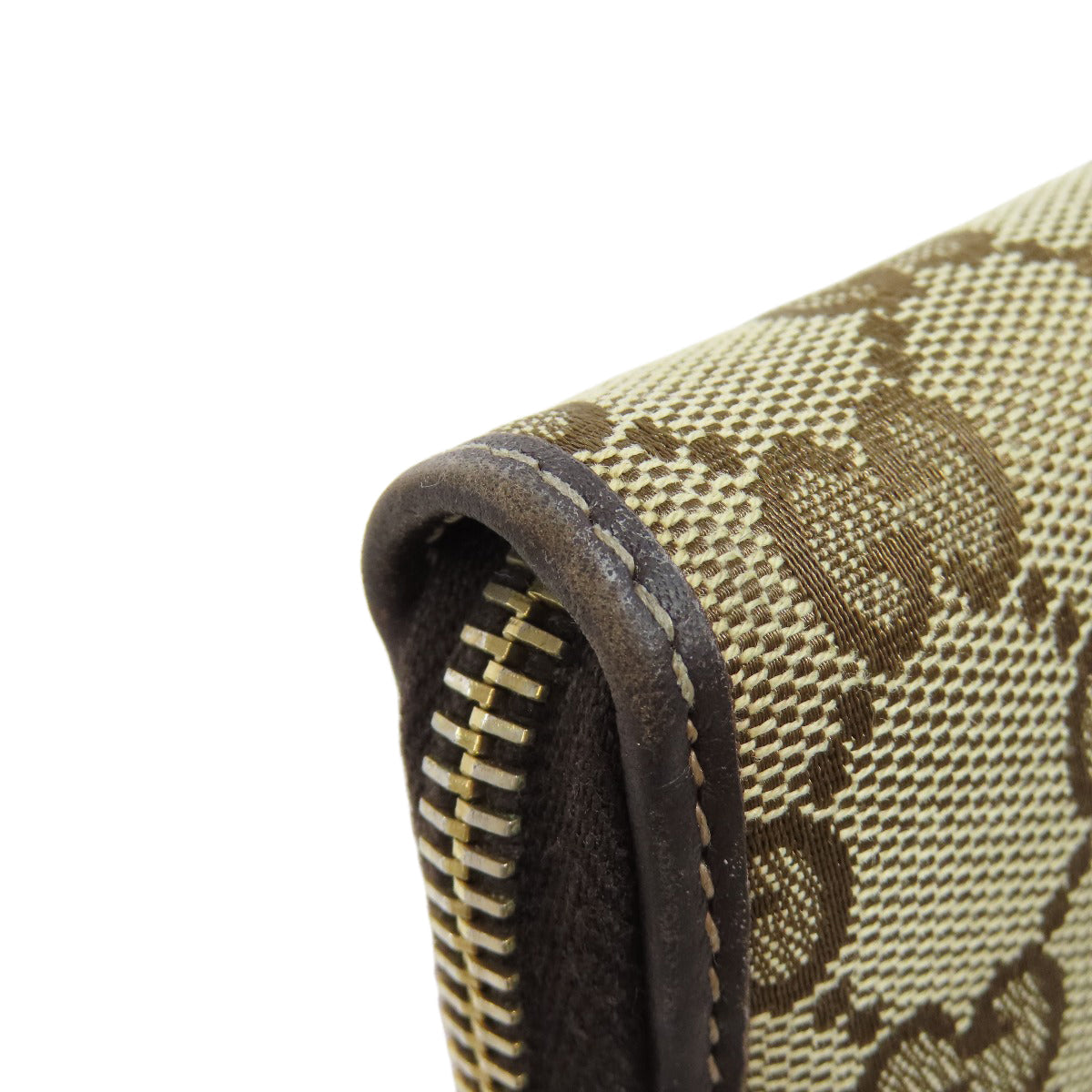 GUCCI Long Wallet Purse 245914 canvas Brown Zip Around GG Women Used