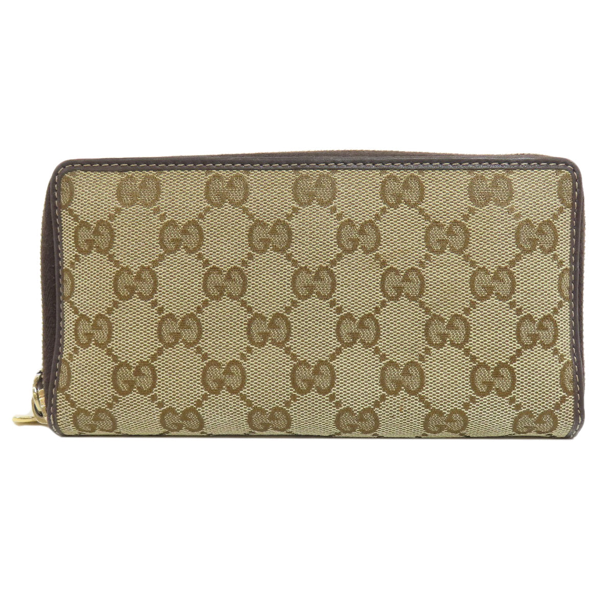 GUCCI Long Wallet Purse 245914 canvas Brown Zip Around GG Women Used