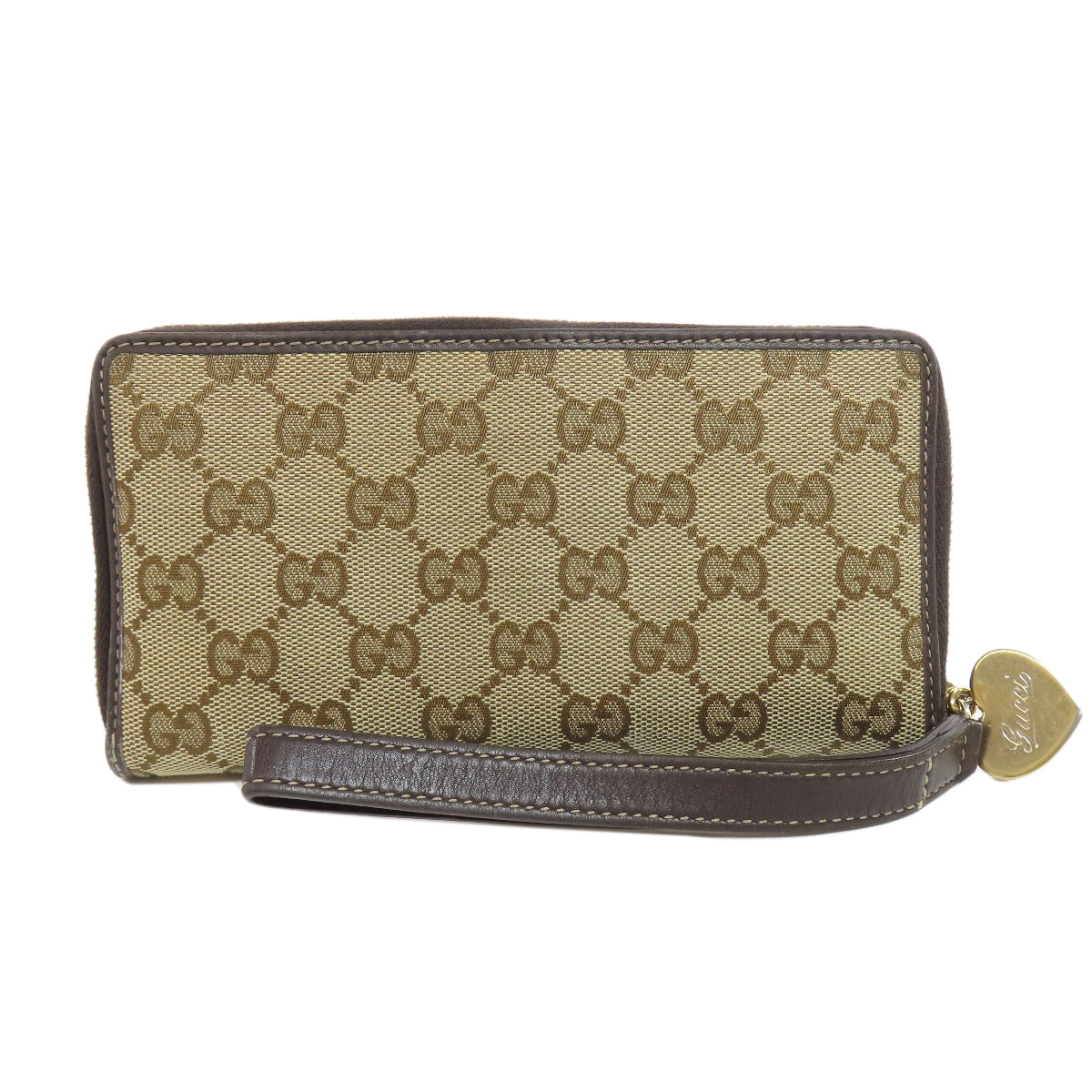 GUCCI Long Wallet Purse 245914 canvas Brown Zip Around GG Women Used