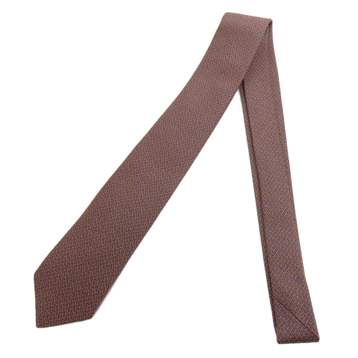 HERMES tie silk Navy Overall handle