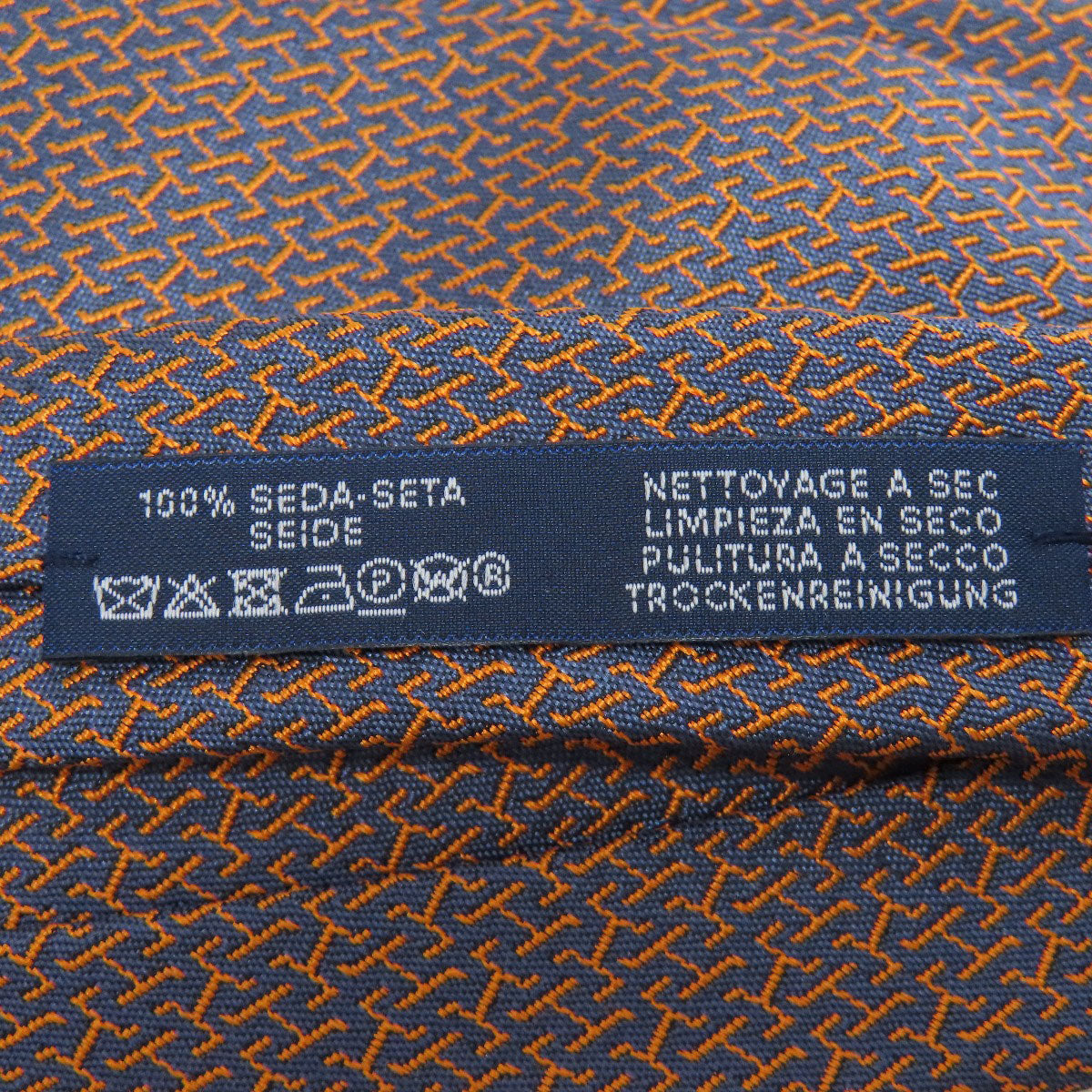 HERMES tie silk Navy Overall handle