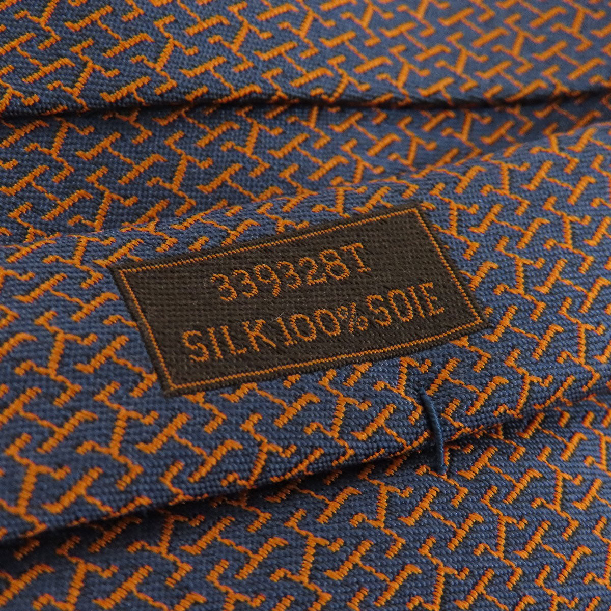 HERMES tie silk Navy Overall handle
