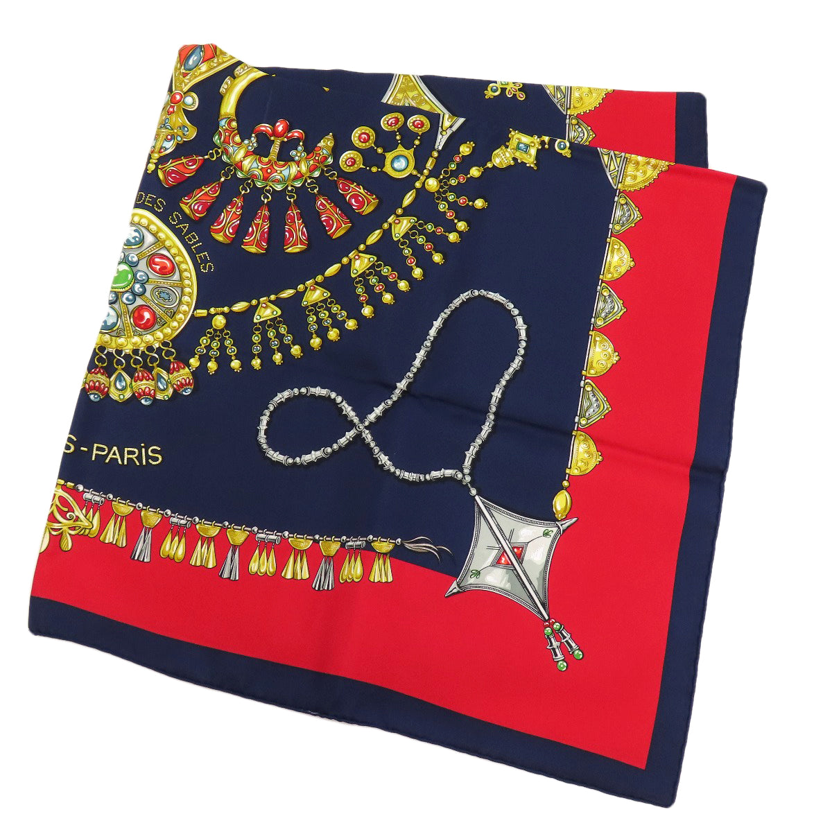 HERMES scarf silk Navy Carre90 Women Used
