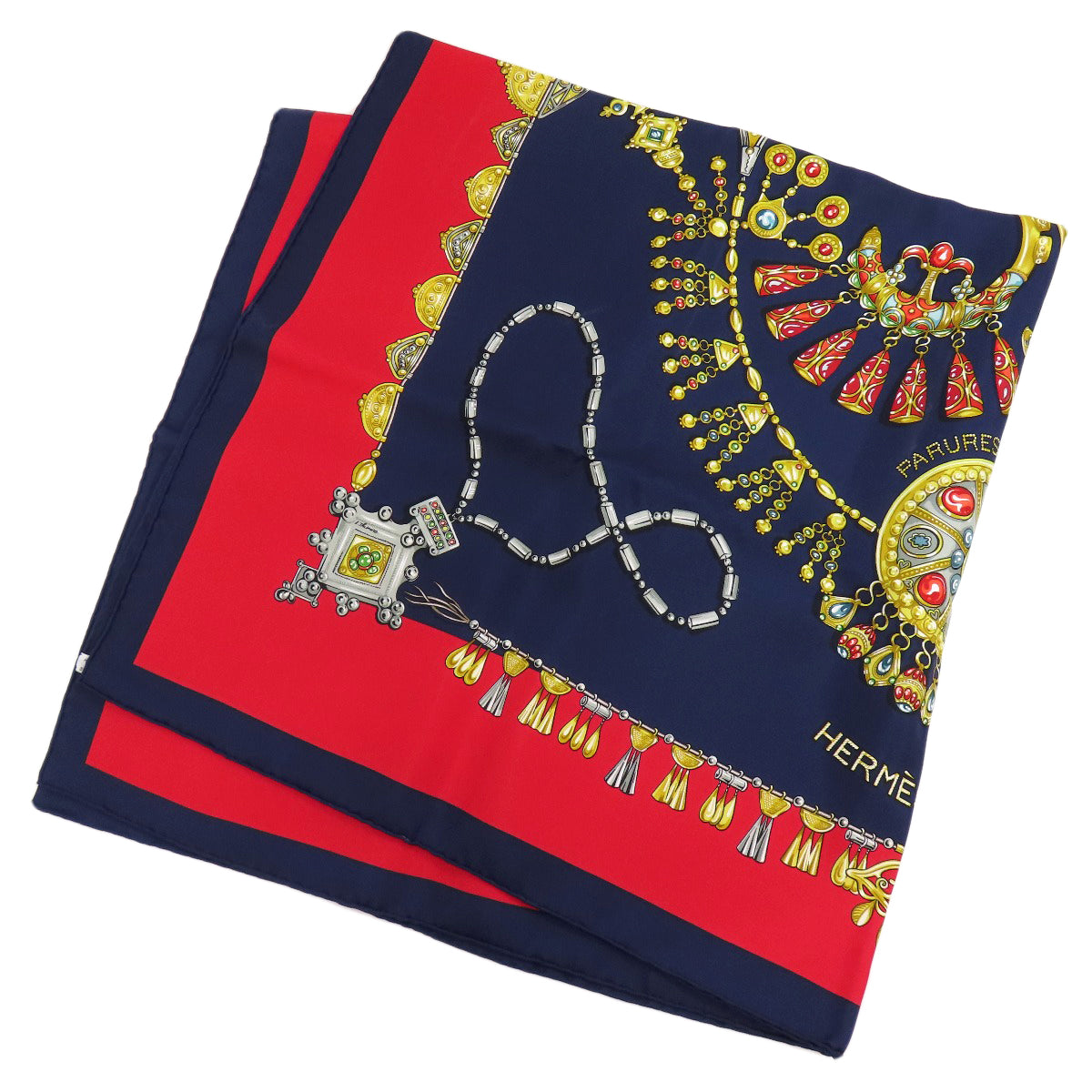 HERMES scarf silk Navy Carre90 Women Used