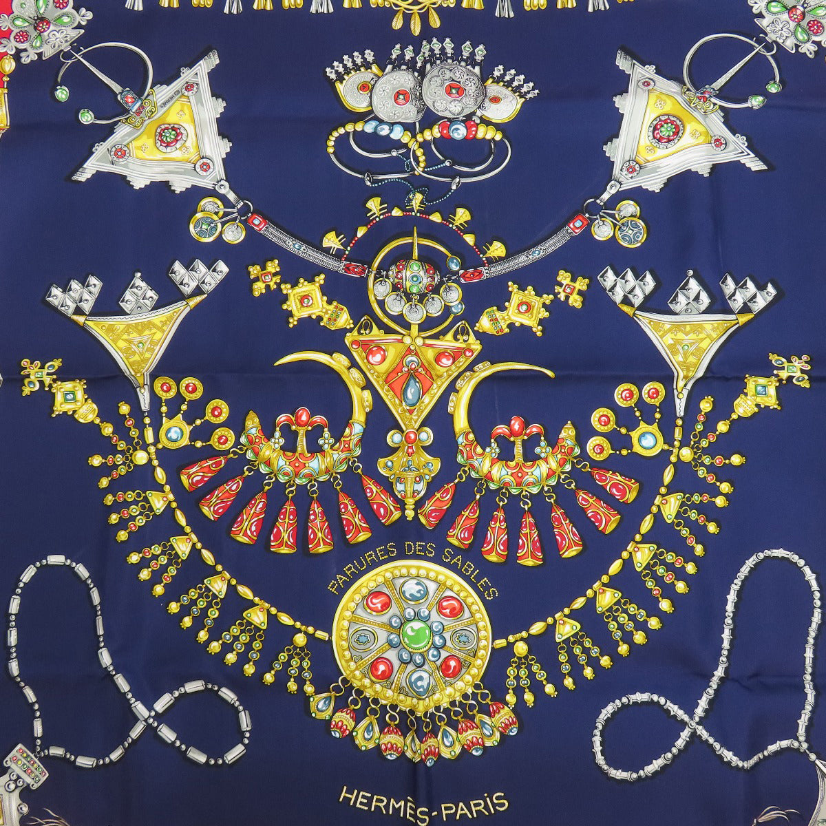 HERMES scarf silk Navy Carre90 Women Used