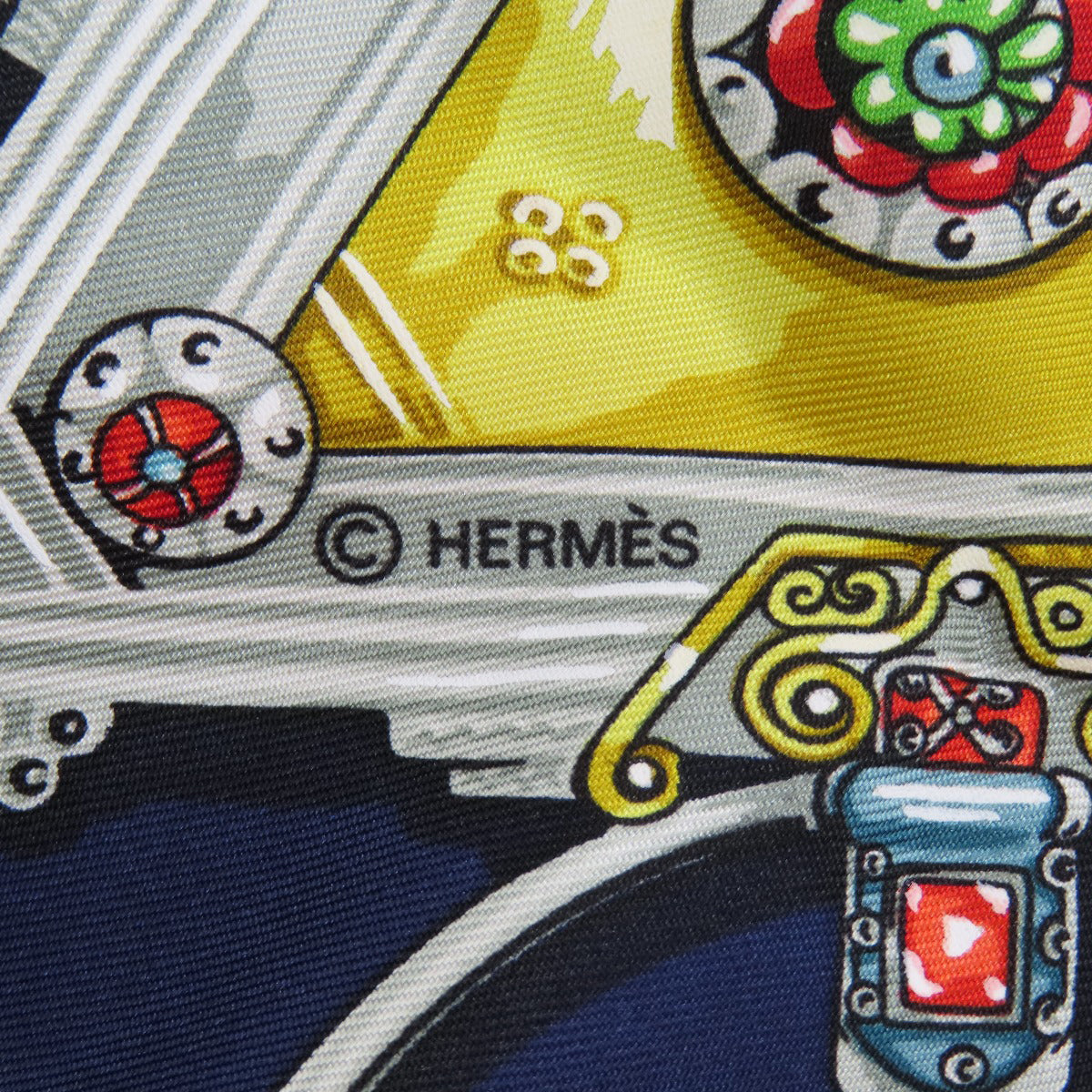 HERMES scarf silk Navy Carre90 Women Used