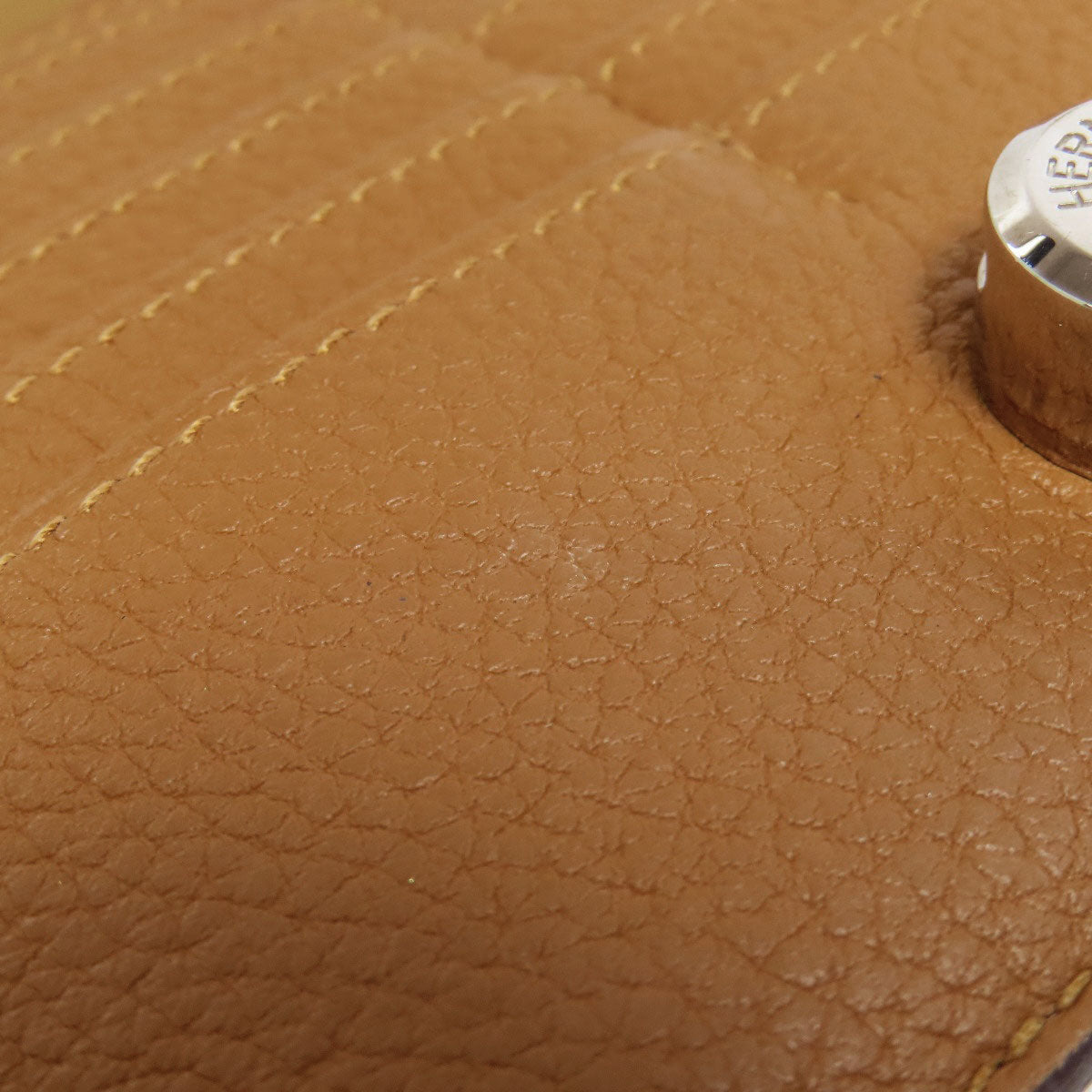 HERMES Long Wallet Purse Taurillon Clemence Brown Dogon Long SilverMetal