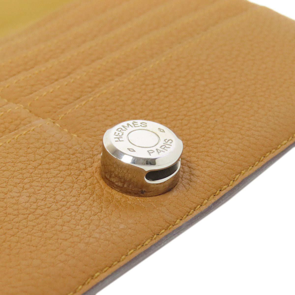 HERMES Long Wallet Purse Taurillon Clemence Brown Dogon Long SilverMetal