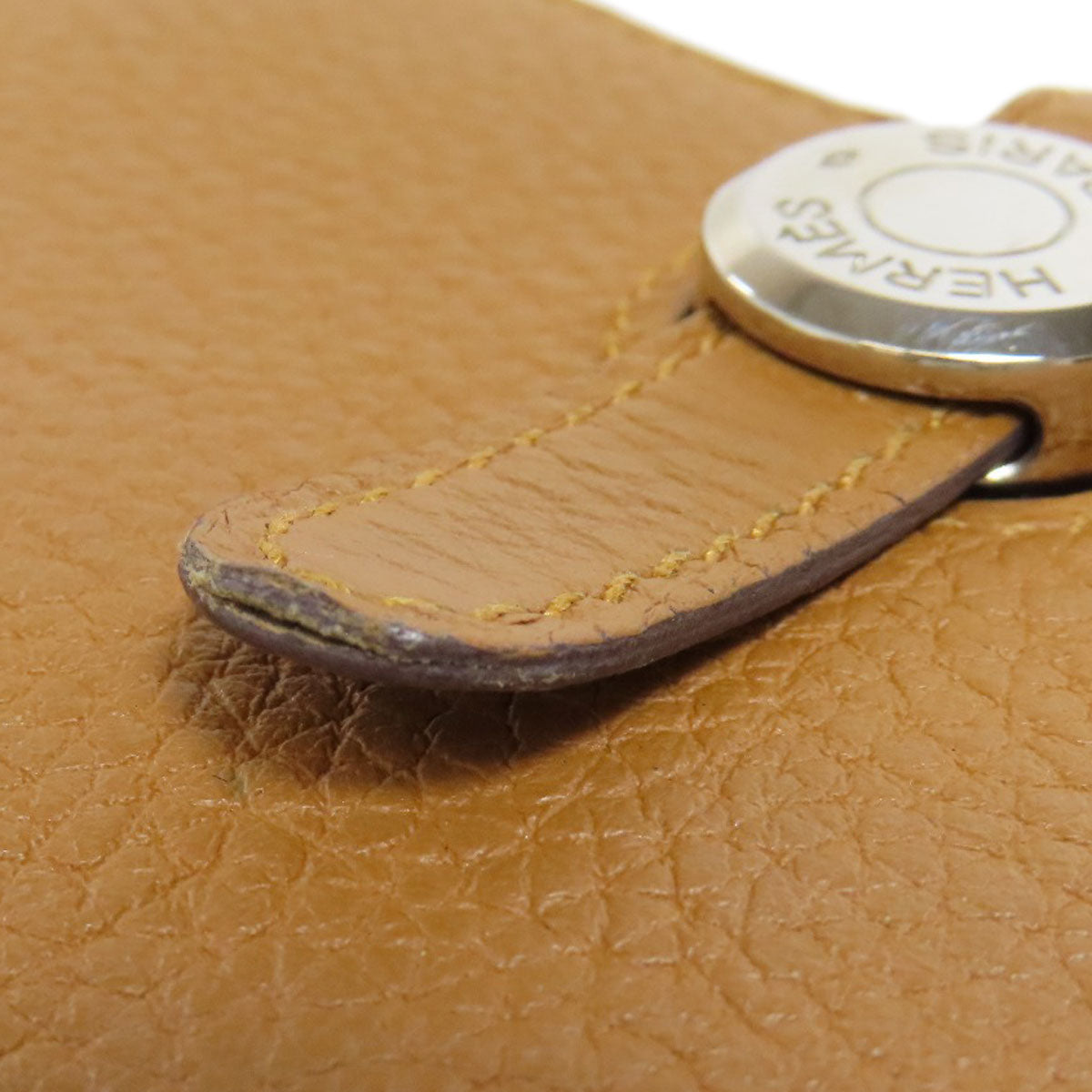 HERMES Long Wallet Purse Taurillon Clemence Brown Dogon Long SilverMetal