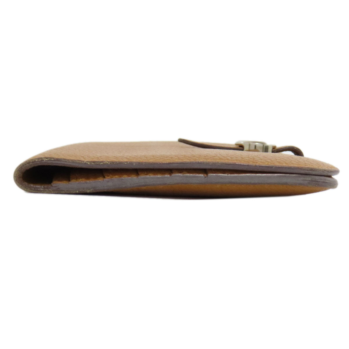 HERMES Long Wallet Purse Taurillon Clemence Brown Dogon Long SilverMetal