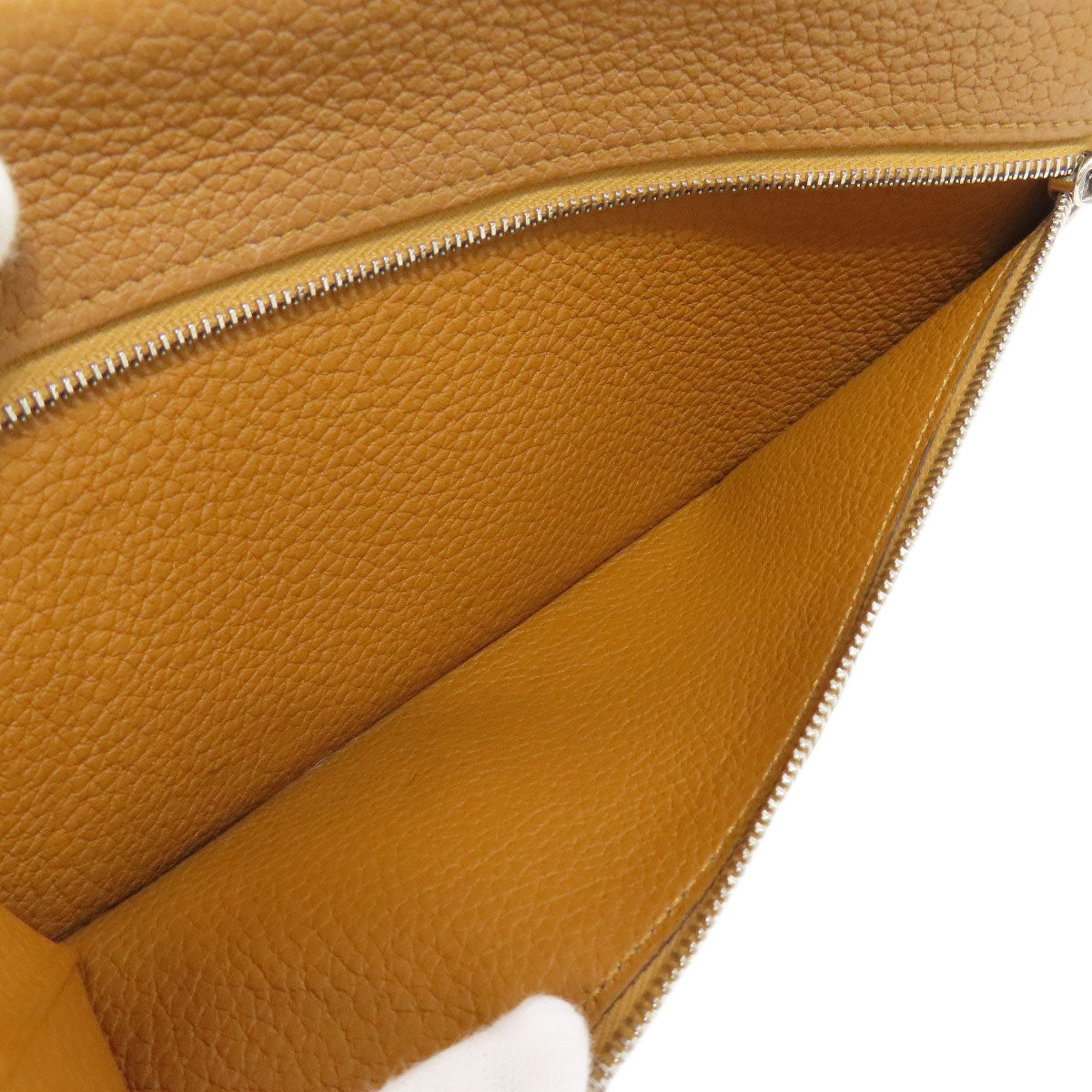 HERMES Long Wallet Purse Taurillon Clemence Brown Dogon Long SilverMetal