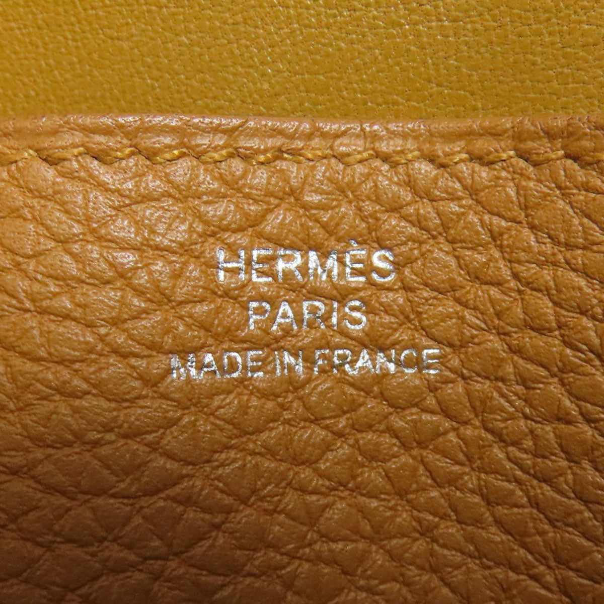 HERMES Long Wallet Purse Taurillon Clemence Brown Dogon Long SilverMetal