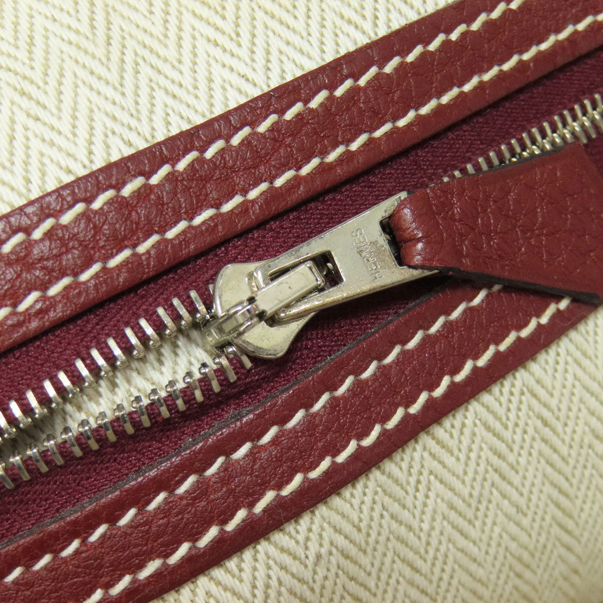 HERMES Tote Bag Taurillon Clemence Red Garden Party PM SilverMetal Women Used