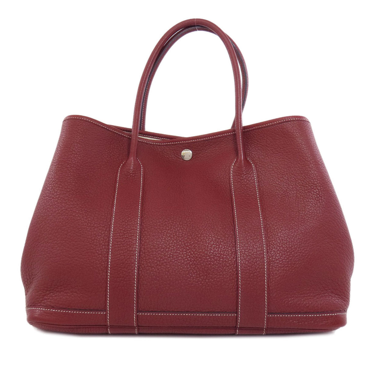 HERMES Tote Bag Taurillon Clemence Red Garden Party PM SilverMetal Women Used