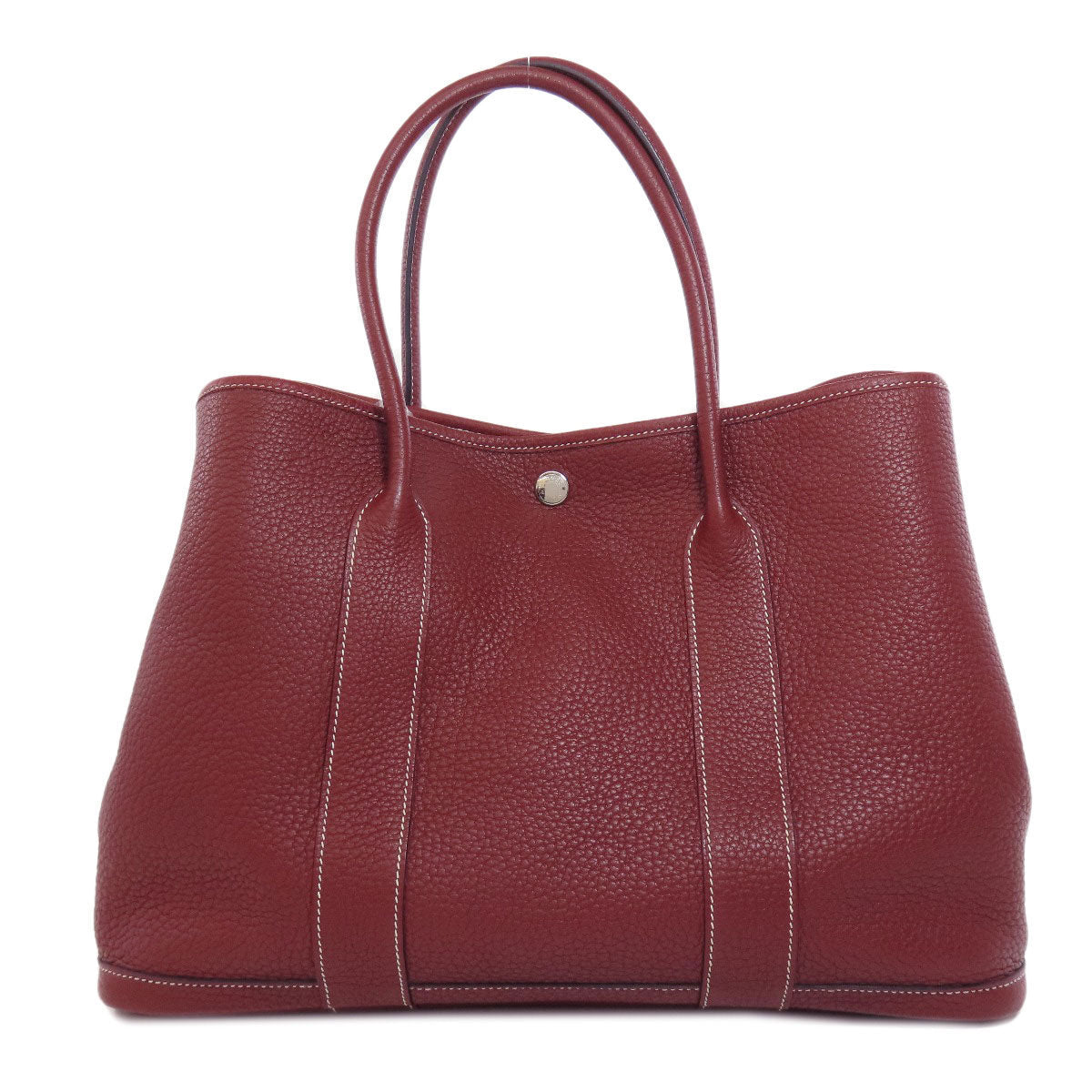 HERMES Tote Bag Taurillon Clemence Red Garden Party PM SilverMetal Women Used