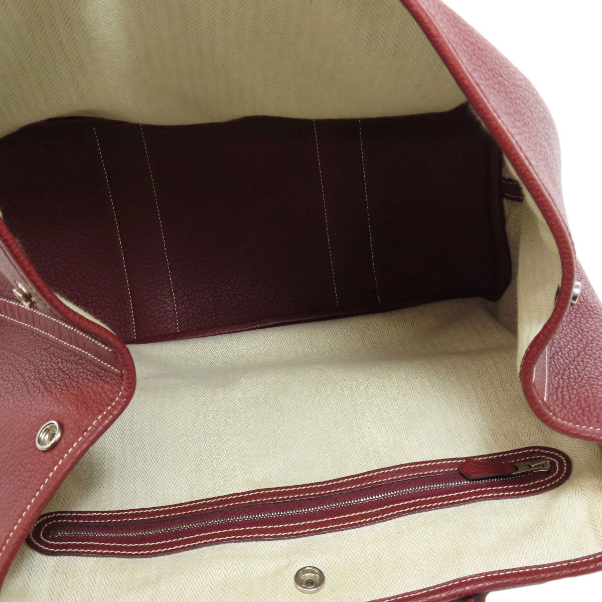 HERMES Tote Bag Taurillon Clemence Red Garden Party PM SilverMetal Women Used