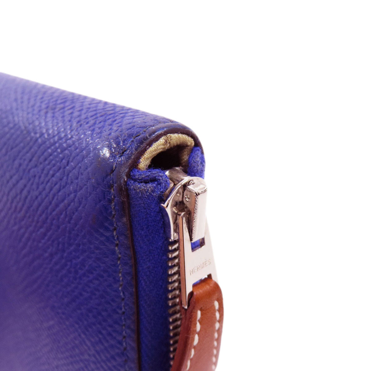 HERMES Long Wallet Purse Epsom blue Azap Silk in Long
