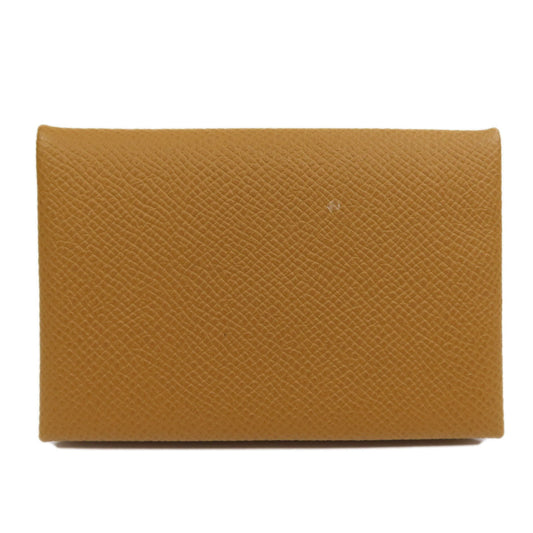 HERMES Card Case Epsom Brown Calvi SilverMetal