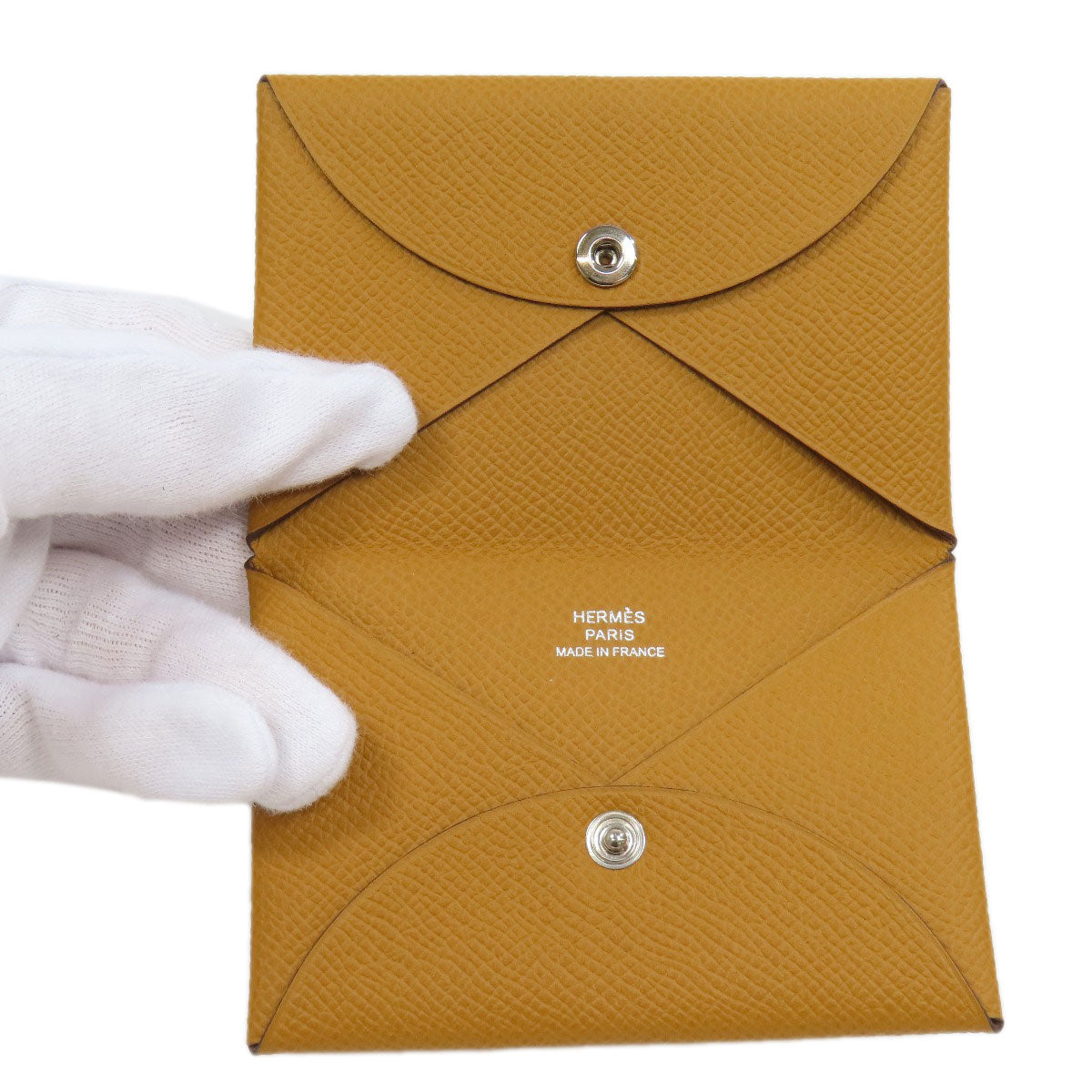 HERMES Card Case Epsom Brown Calvi SilverMetal