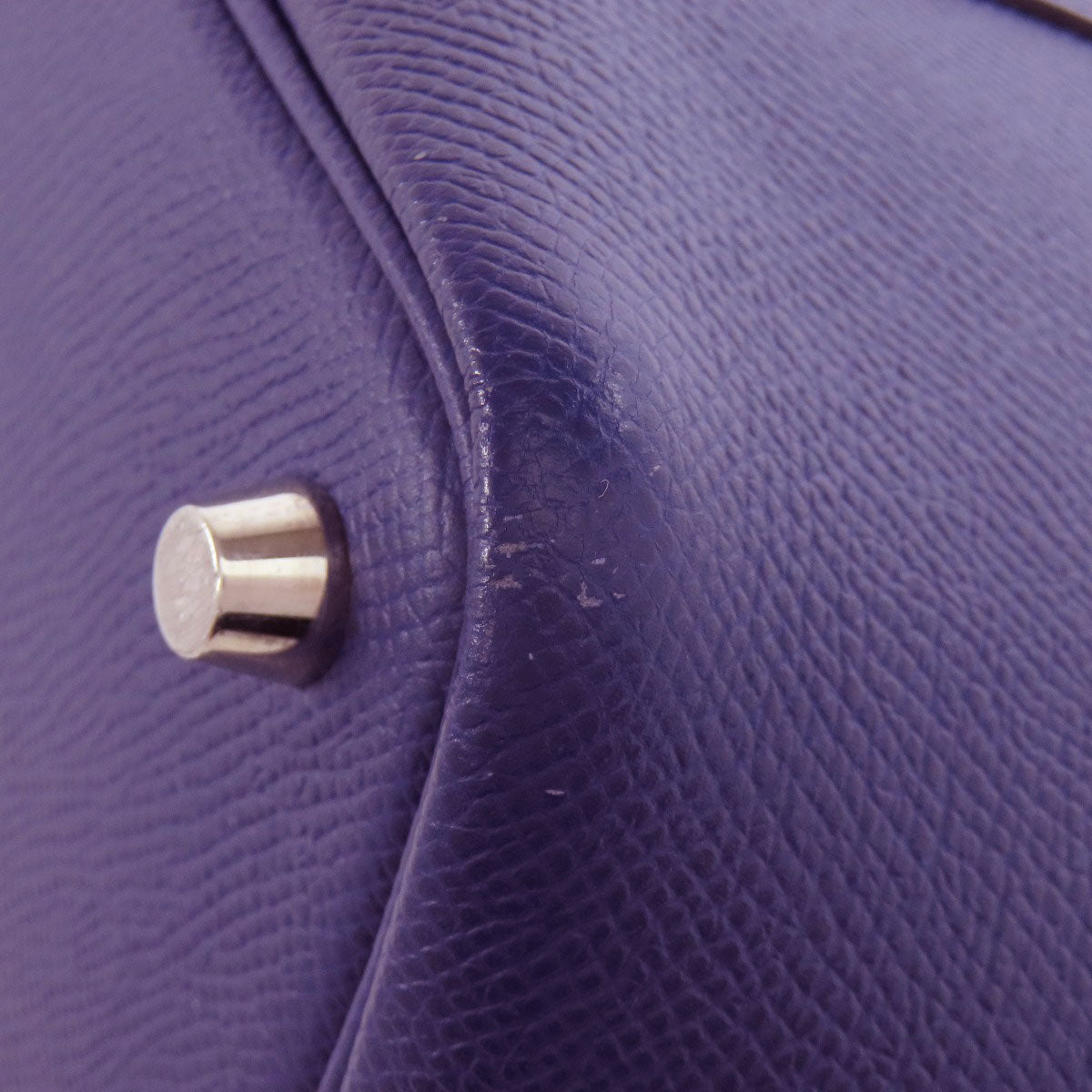 HERMES Handbag Epsom Navy Picotin Lock PM Blue Ankle Trace Silver Metal Women Used