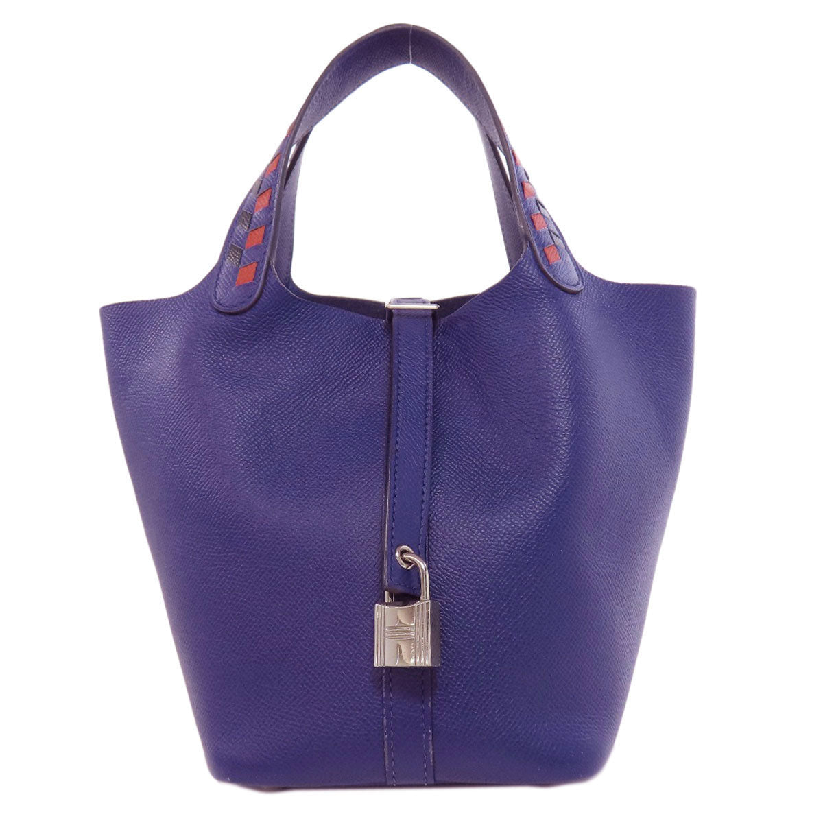 HERMES Handbag Epsom Navy Picotin Lock PM Blue Ankle Trace Silver Metal Women Used