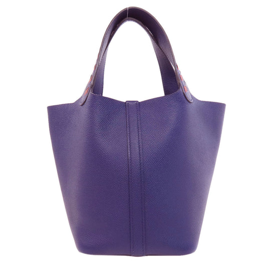 HERMES Handbag Epsom Navy Picotin Lock PM Blue Ankle Trace Silver Metal Women Used