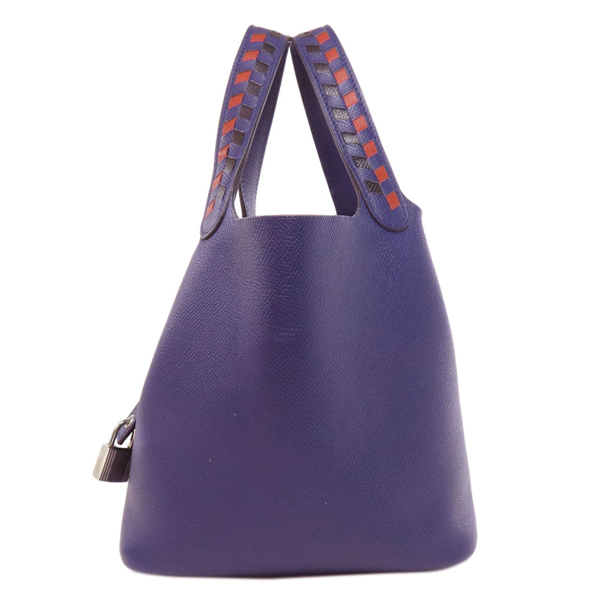 HERMES Handbag Epsom Navy Picotin Lock PM Blue Ankle Trace Silver Metal Women Used