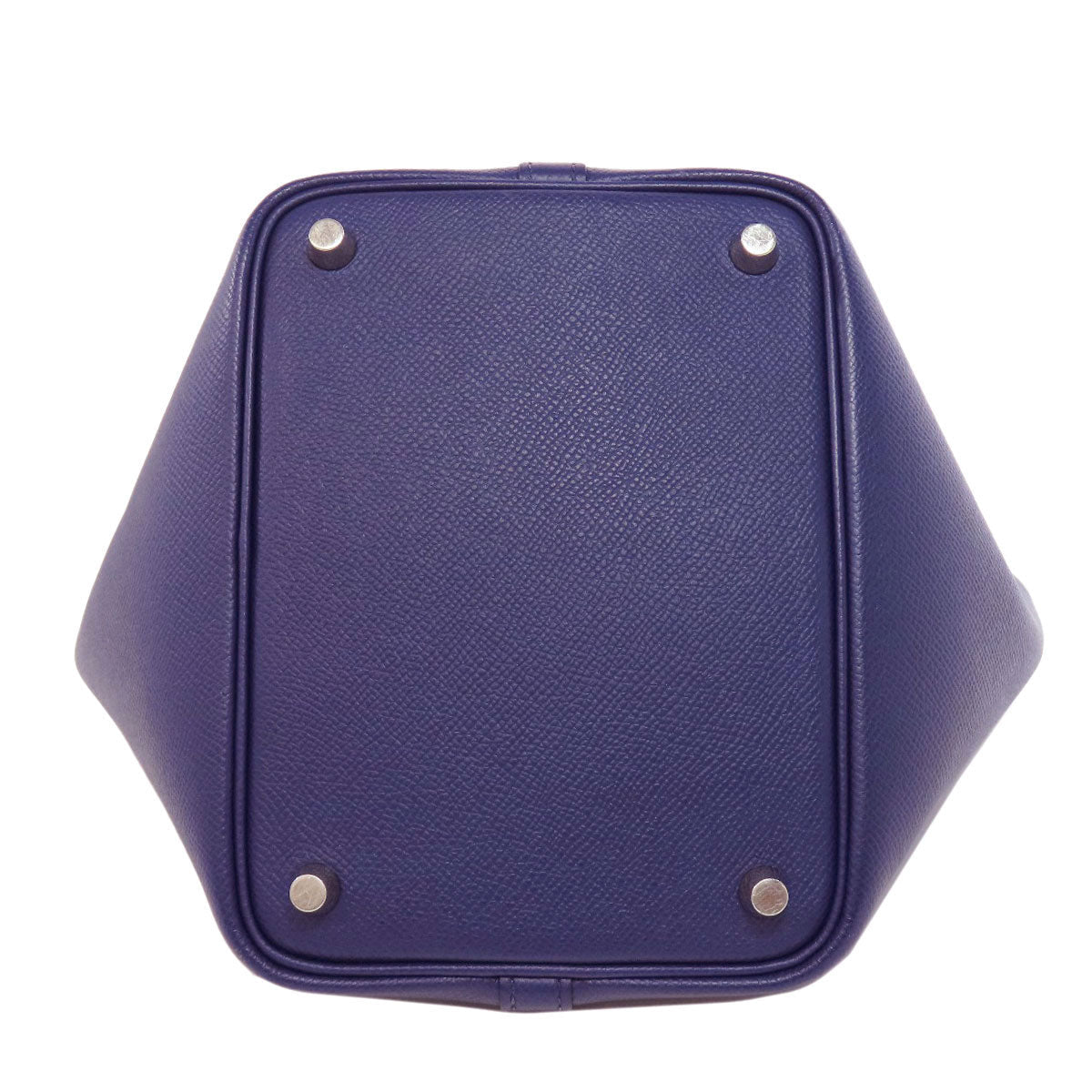 HERMES Handbag Epsom Navy Picotin Lock PM Blue Ankle Trace Silver Metal Women Used